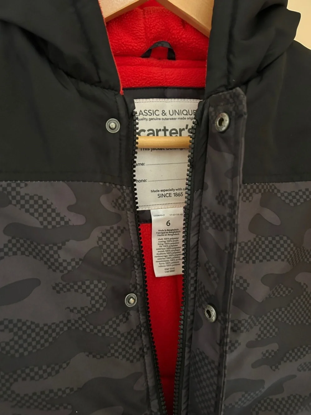 Camo Snowsuit One Piece | Boys Size 6 | Carter’s Winter Suit - Picture 3 of 6